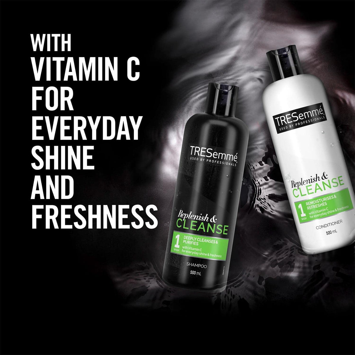 TRESemmé shampoo lather texture on hand, demonstrates effective cleansing foam