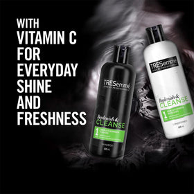 TRESemmé shampoo lather texture on hand, demonstrates effective cleansing foam