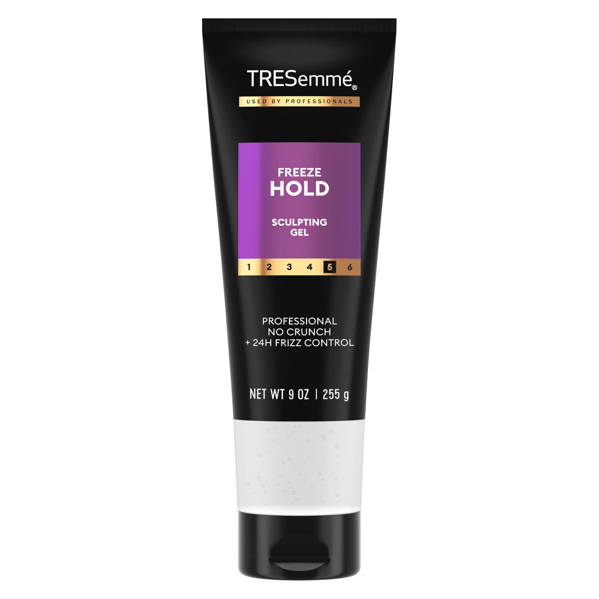TRESemmé front packaging showing Mega Control gel and benefits