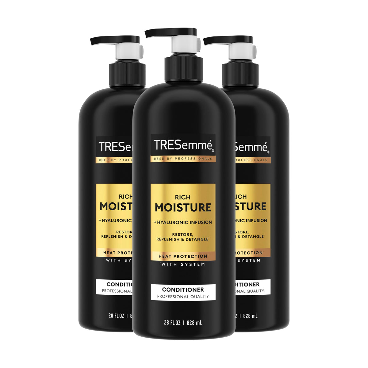 TRESemmé front packaging of Moisture Rich 3-pack showing value and brand