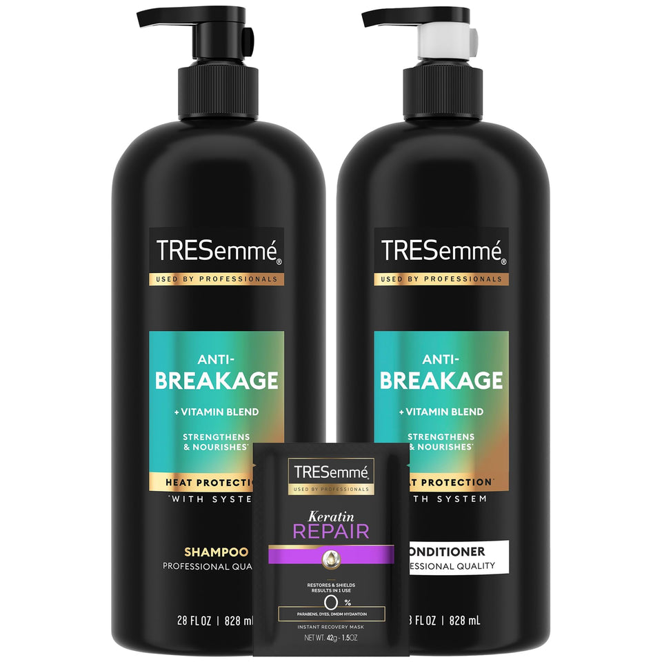 TRESemmé front packaging of set showing product benefits and size