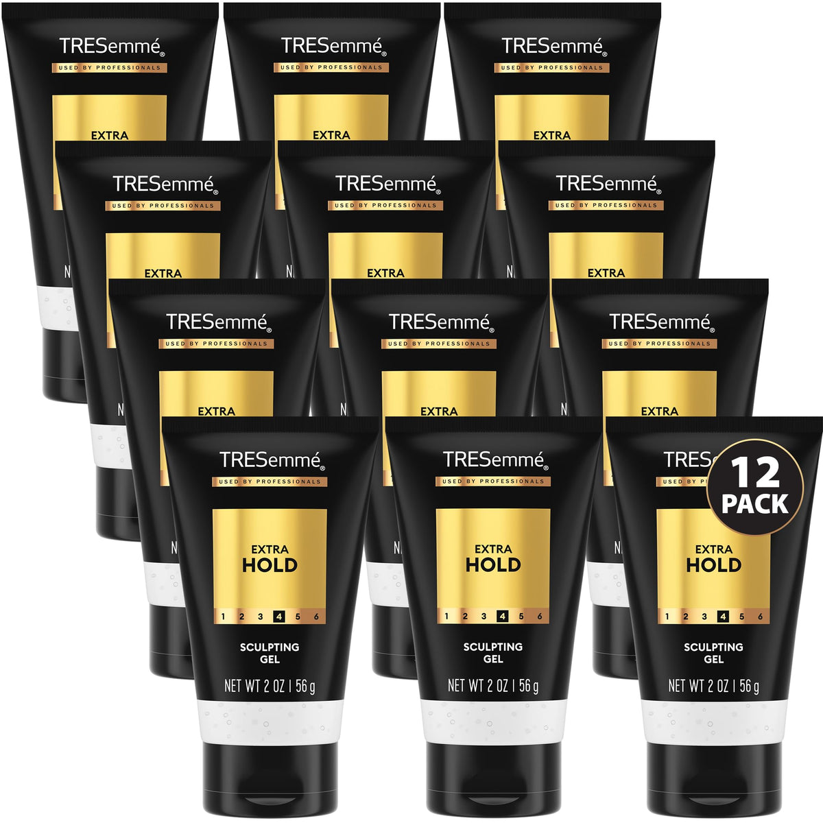 TRESemmé front packaging travel gel shows compact bottle for easy packing
