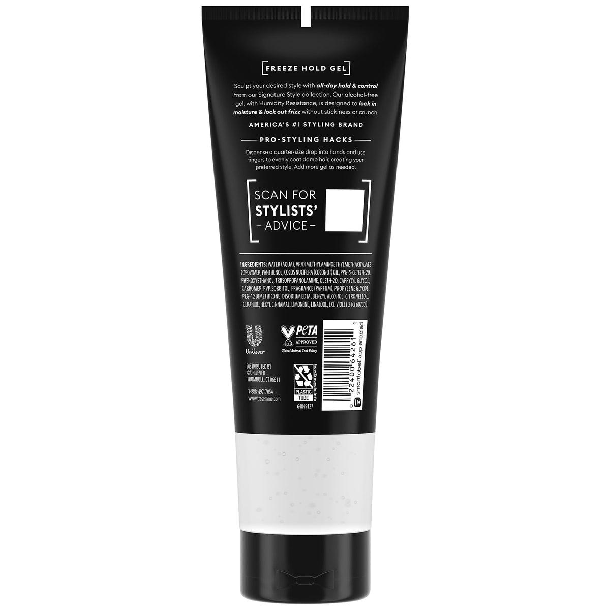 TRESemmé gel texture close-up illustrating smooth, non-crunchy hold benefit