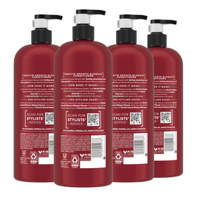 TRESemmé back label close-up with ingredient and usage benefits