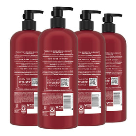 TRESemmé back label close-up showing ingredients and usage directions benefit