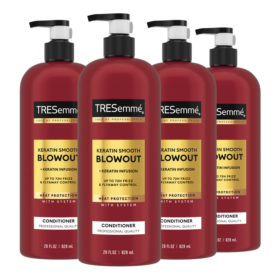 TRESemmé front packaging showing 4-pack and keratin benefit