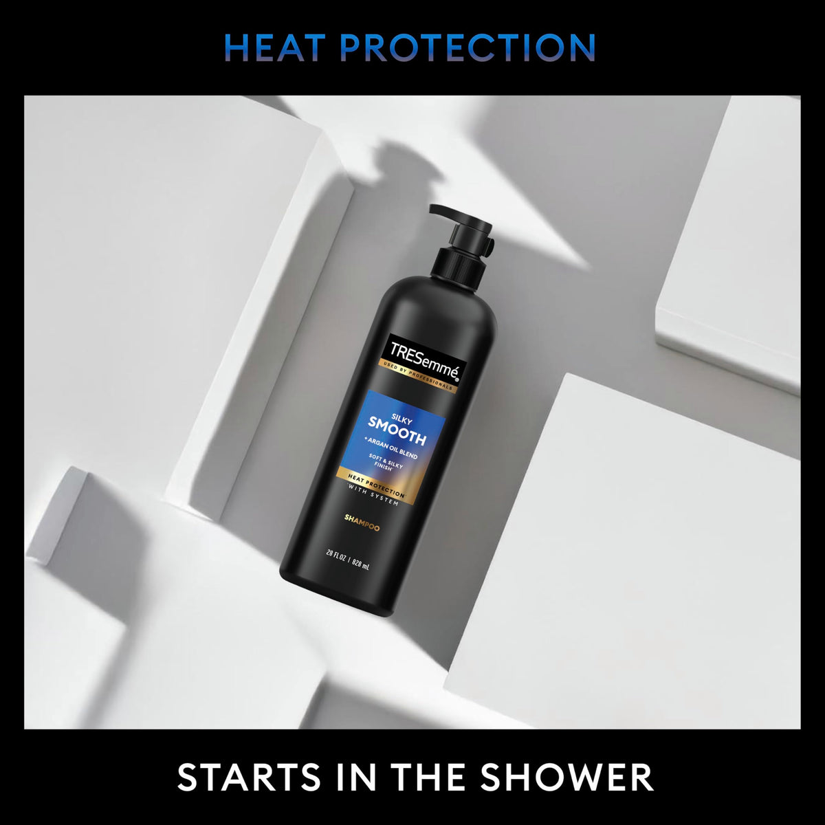 TRESemmé in-shower use with woman smoothing hair for frizz control