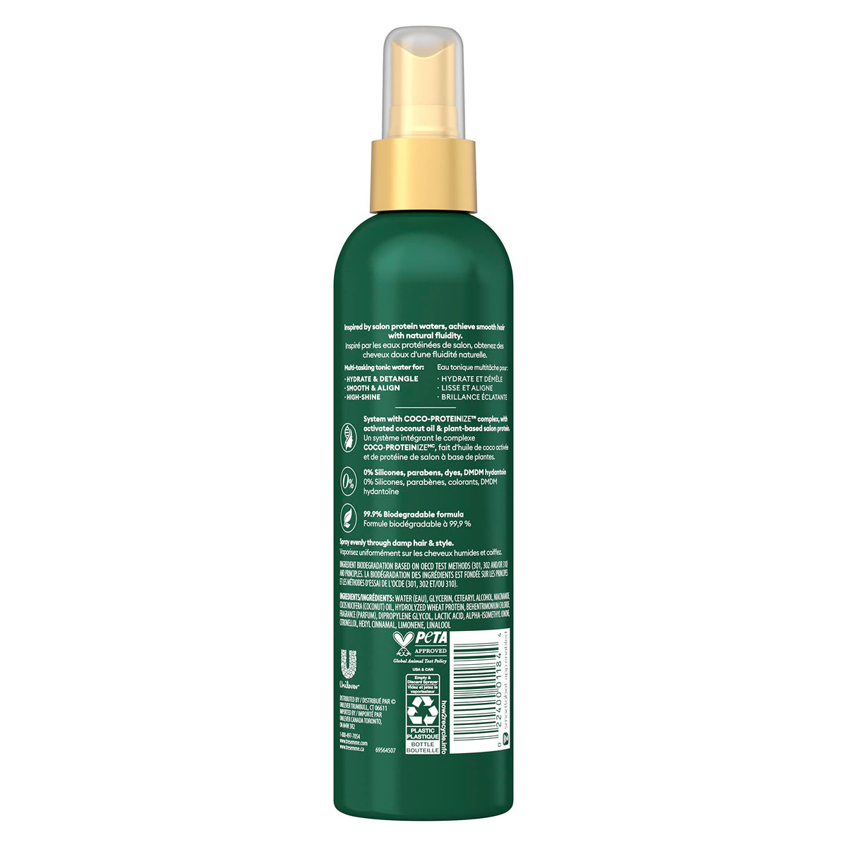 TRESemmé back label with ingredients and usage directions