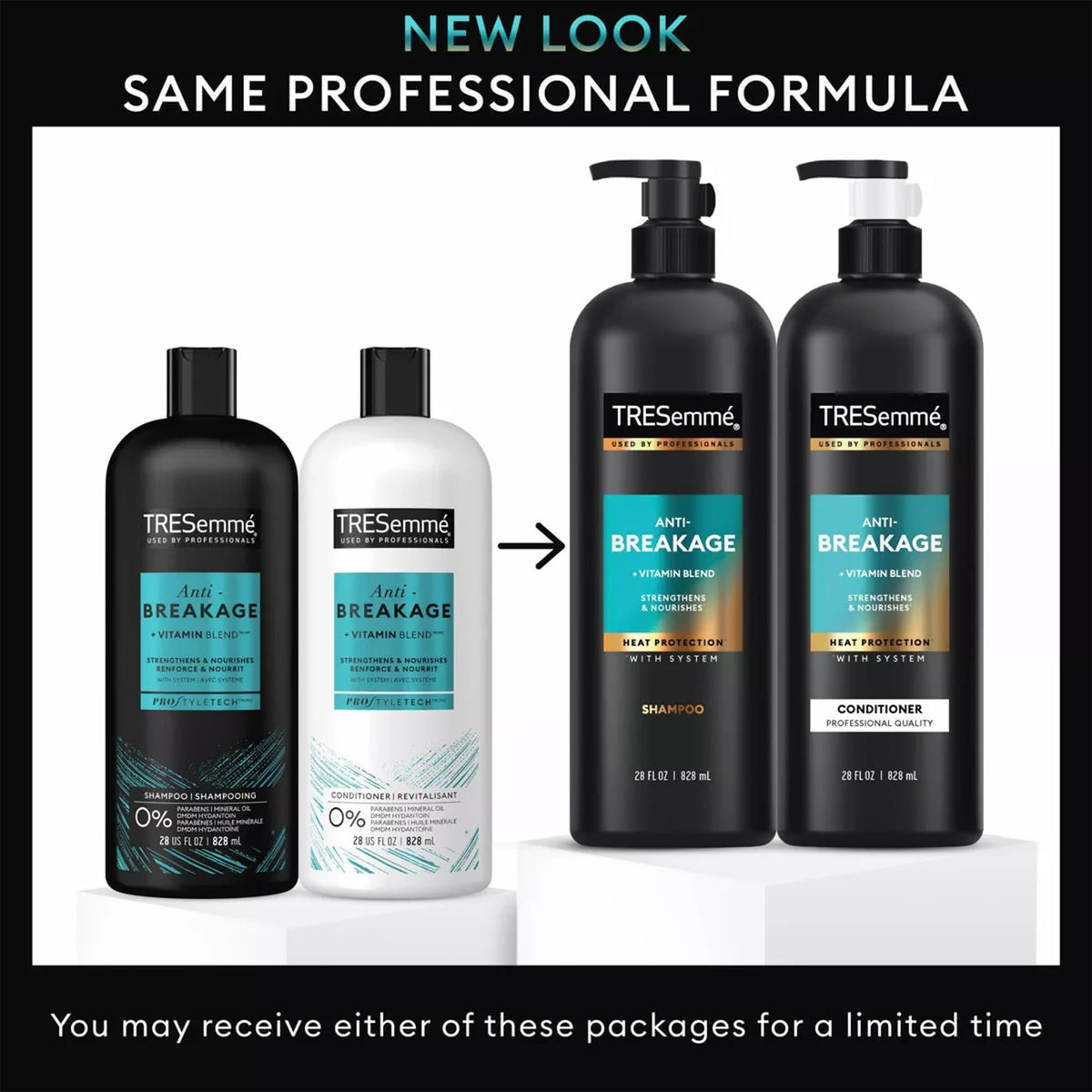 TRESemmé pump dispensing shampoo illustrating easy, mess-free use
