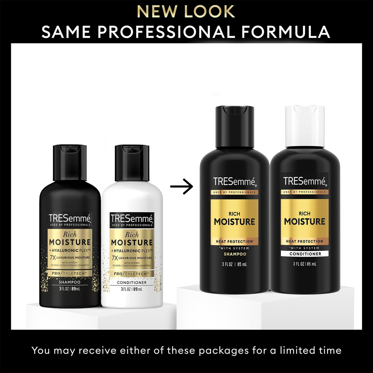 TRESemmé Rich Moisture shampoo pouring texture showing hydration and smoothness benefit