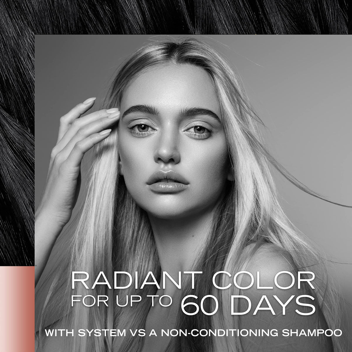TRESemmé shampoo applied to wet hair demonstrating cleansing and smoothing benefit