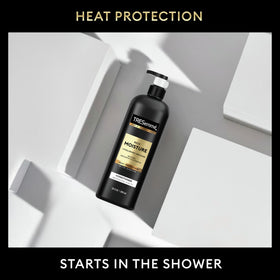 TRESemmé bottle in shower hand demonstrating easy use and moisture boost