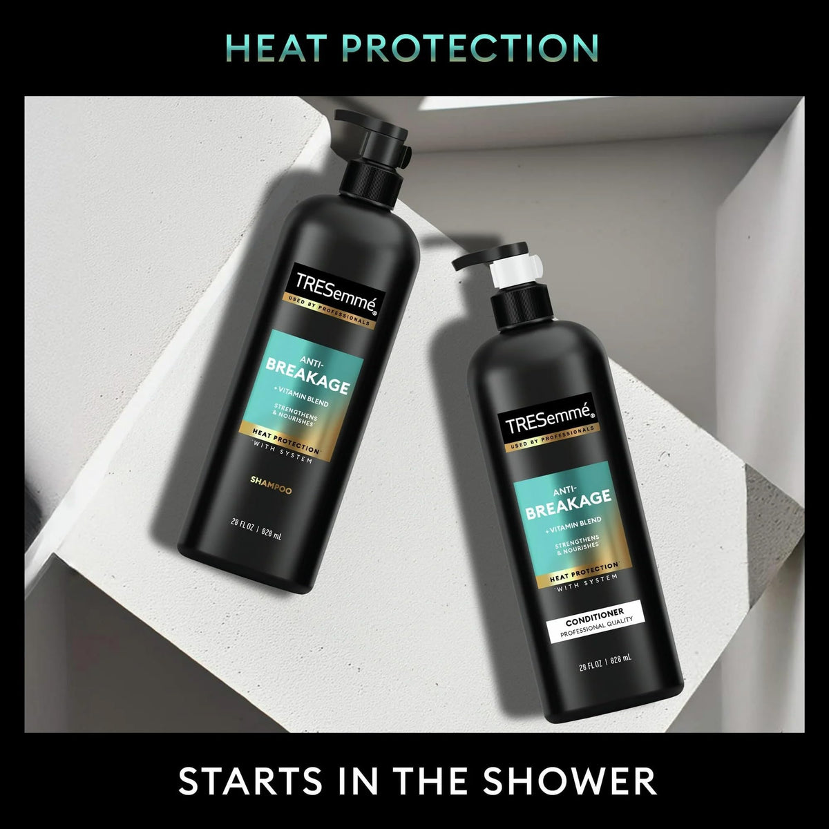 TRESemmé shampoo poured in hand demonstrating cleansing and control
