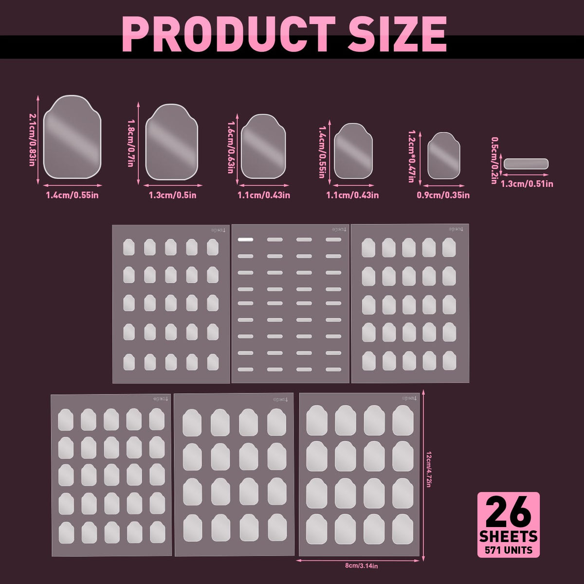 TRESSON spread of pre-cut nail-shaped sheets displaying variety and easy selection