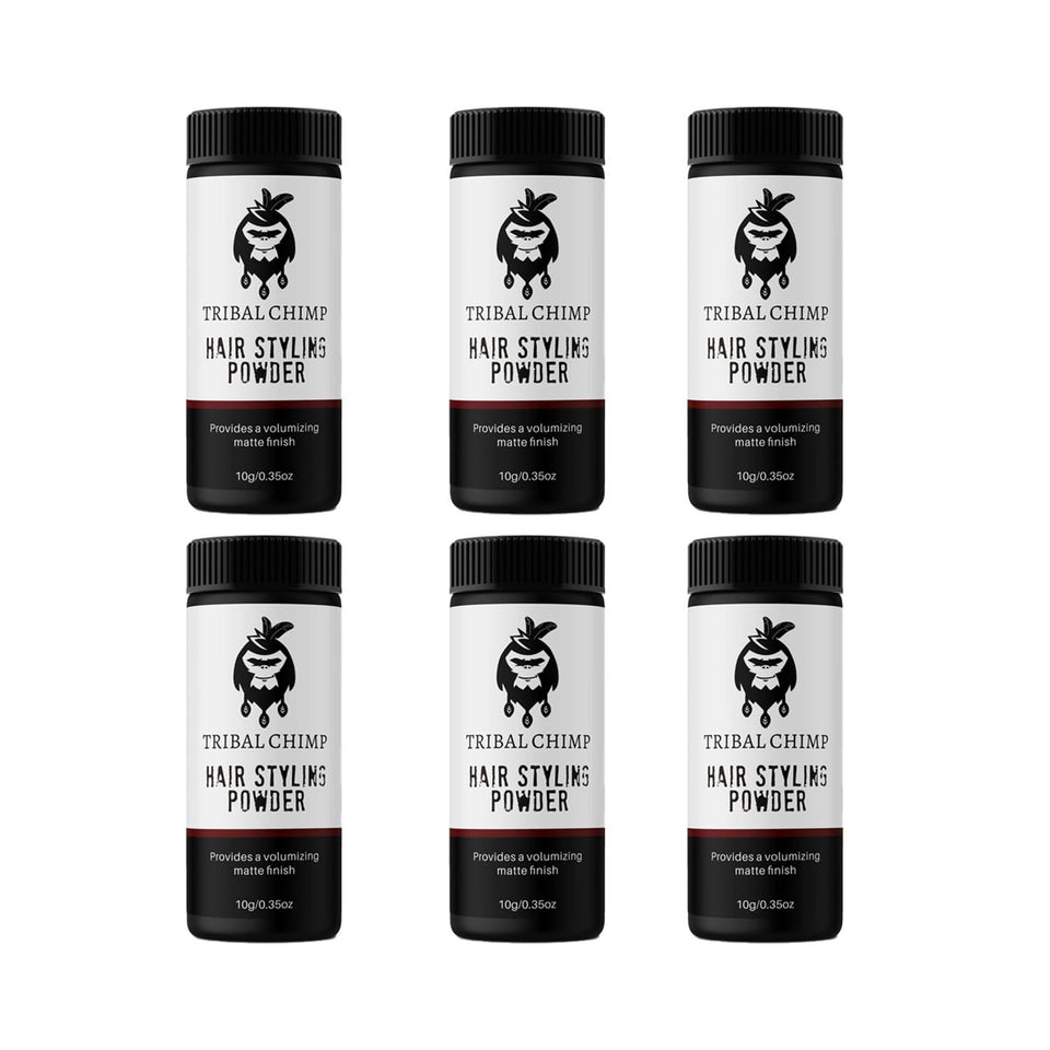 Tribal Chimp front packaging showing six 10g jars and branding benefits