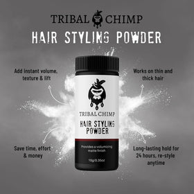 Tribal Chimp open jar close-up showing fine powder texture for instant volume