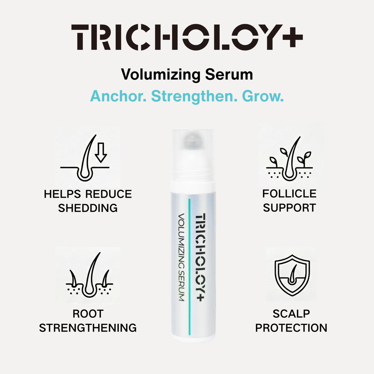 Tricholoy+ back label close-up listing ingredients and benefits for transparency
