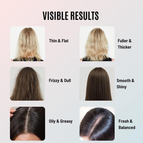 Tricholoy+ before and after root lift demonstrating fuller-looking hair