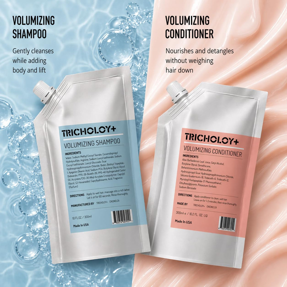 Tricholoy+ applied at the scalp in shower for oil control and clarity