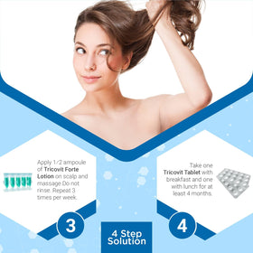 Tricovit label close-up showing key ingredients for scalp balance