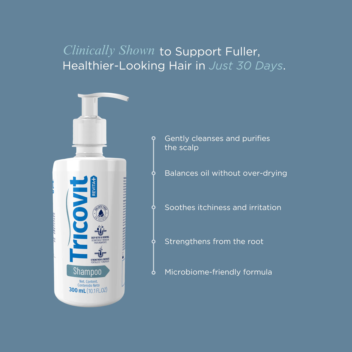 Tricovit dispensing foamy lather demonstrating easy application benefit