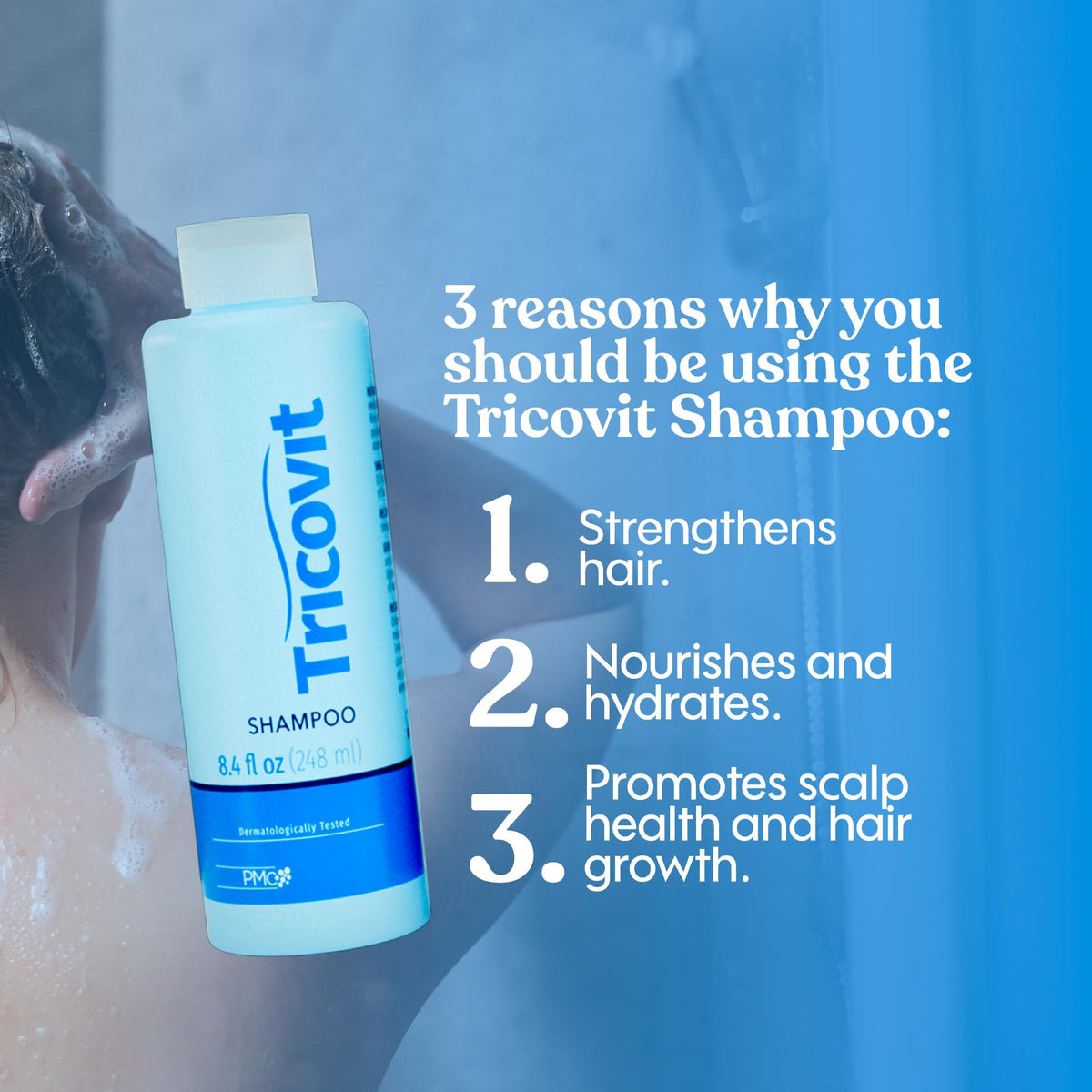 Tricovit shampoo lather texture demonstrating gentle foaming action