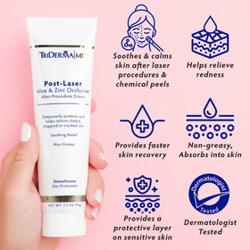 TriDerma being gently applied to treated skin to show soothing post-procedure use