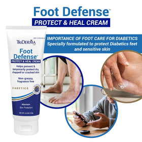 TriDerma being applied to cracked heel demonstrating targeted soothing benefit