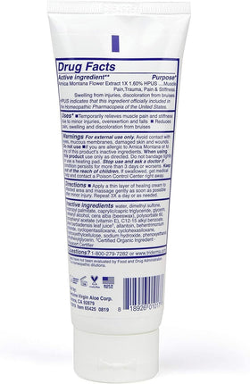 Fresh Arnica botanicals next to TriDerma tube to emphasize herbal ingredient presence and natural focus
