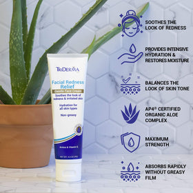 TriDerma cream on hand showing smooth application for hydrated, calmer-looking skin
