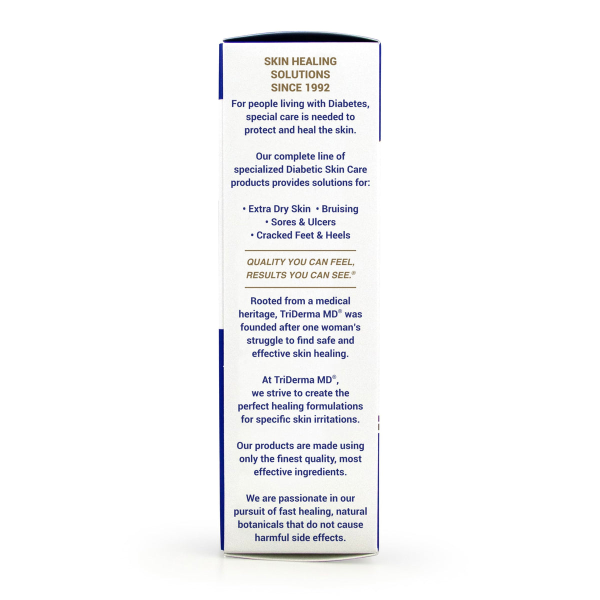 TriDerma label close-up with ingredients list to highlight AP4 Aloe and Arnica formula benefits