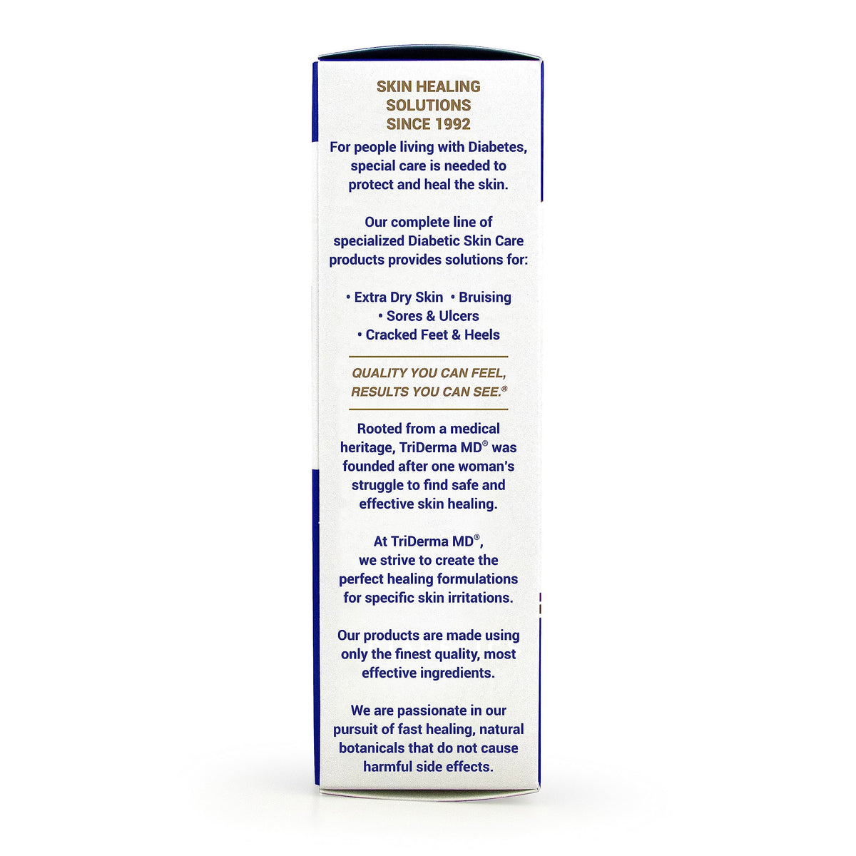 TriDerma ingredients label close-up showing AP4 Aloe and active benefits