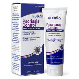 TriDerma front tube showing product name and 4.2 oz size for easy identification and portability