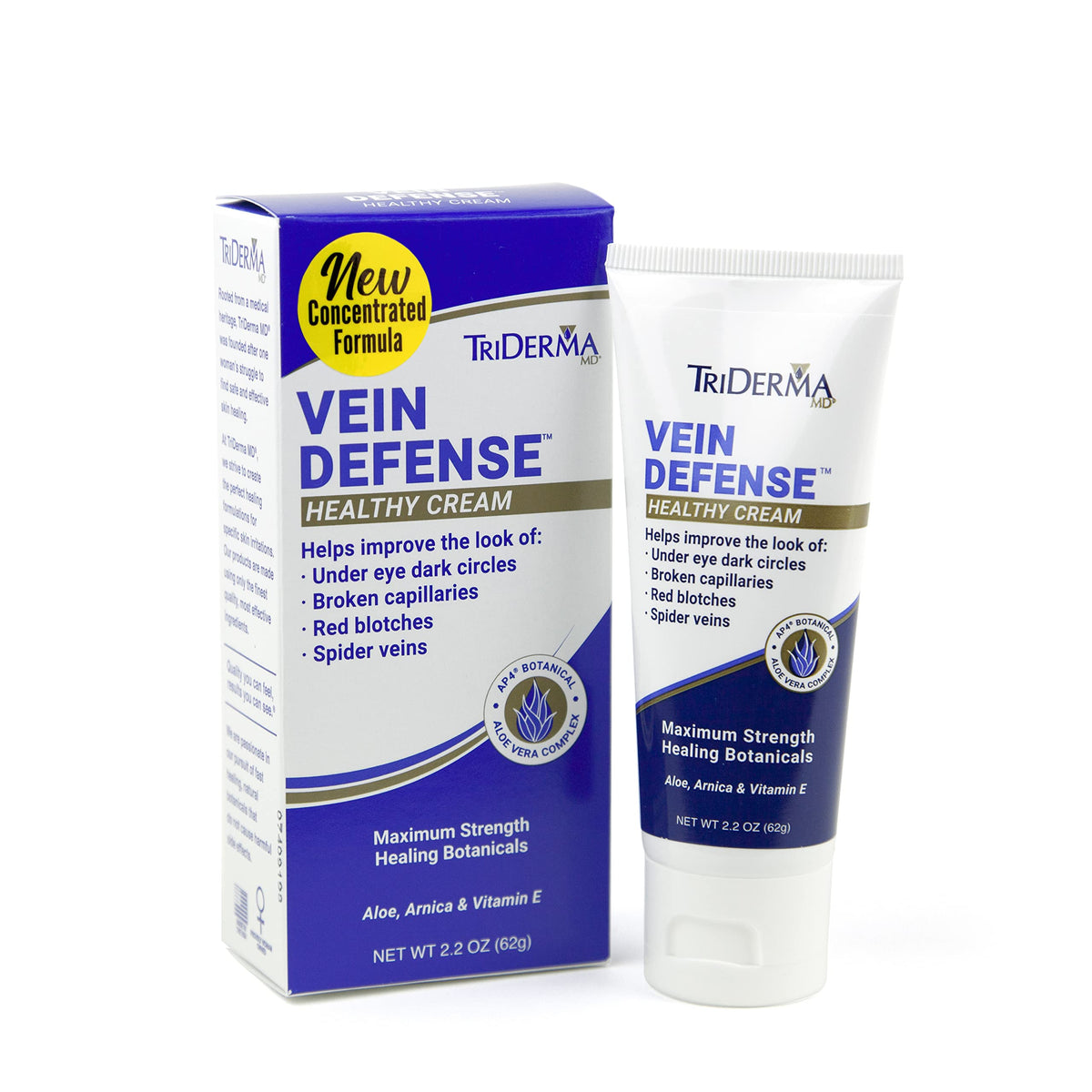 TriDerma front packaging showing tube and clear benefit for even tone