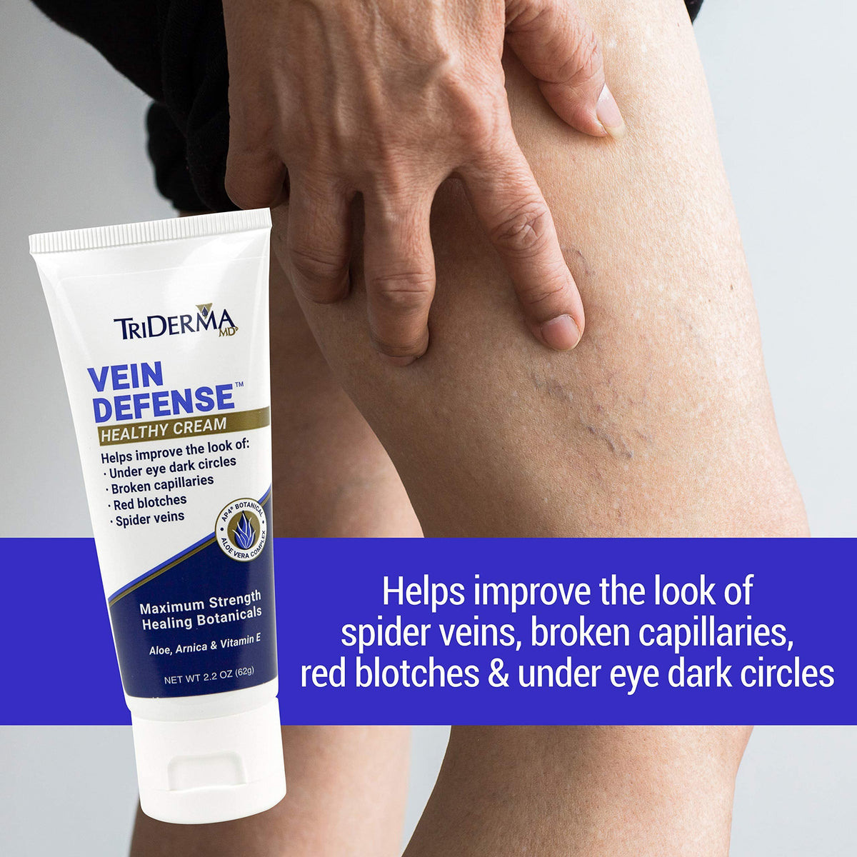 TriDerma cream spread on hand to show lightweight, non-greasy finish