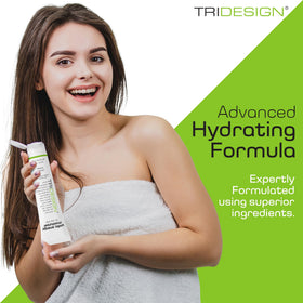TRIDESIGN applying leave-in to damp curls for frizz control benefit