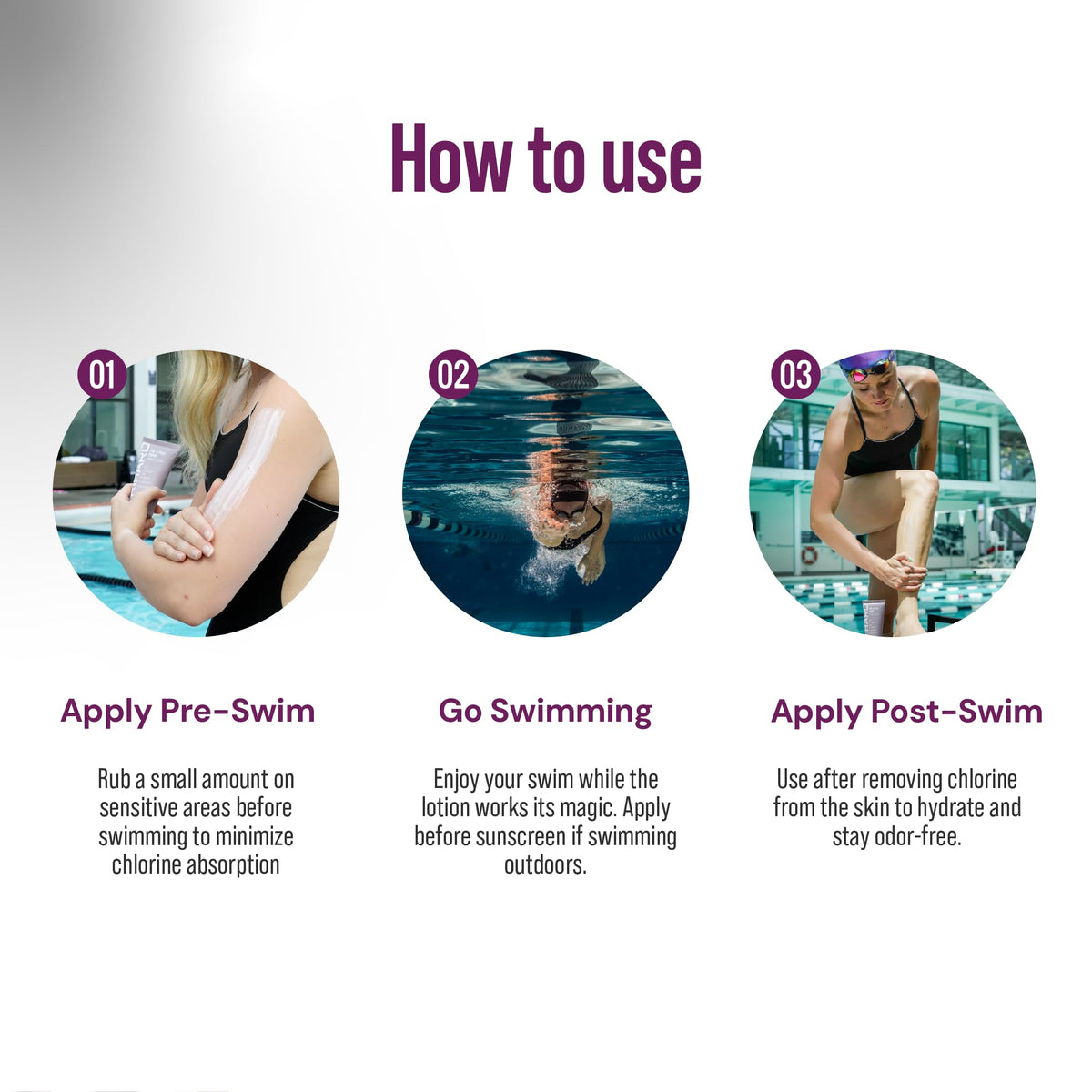 TRIHARD applying lotion on forearm before swim demonstrating protective barrier