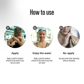 TRIHARD applied to dry hair before swim demonstrating protection
