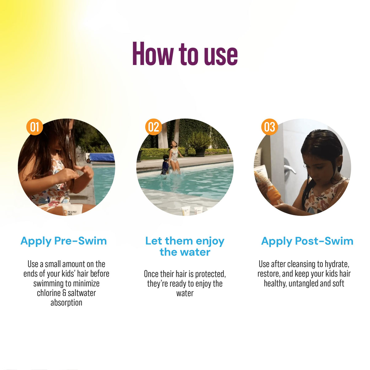 TRIHARD shampoo and body wash being dispensed to rinse chlorine and salt gently
