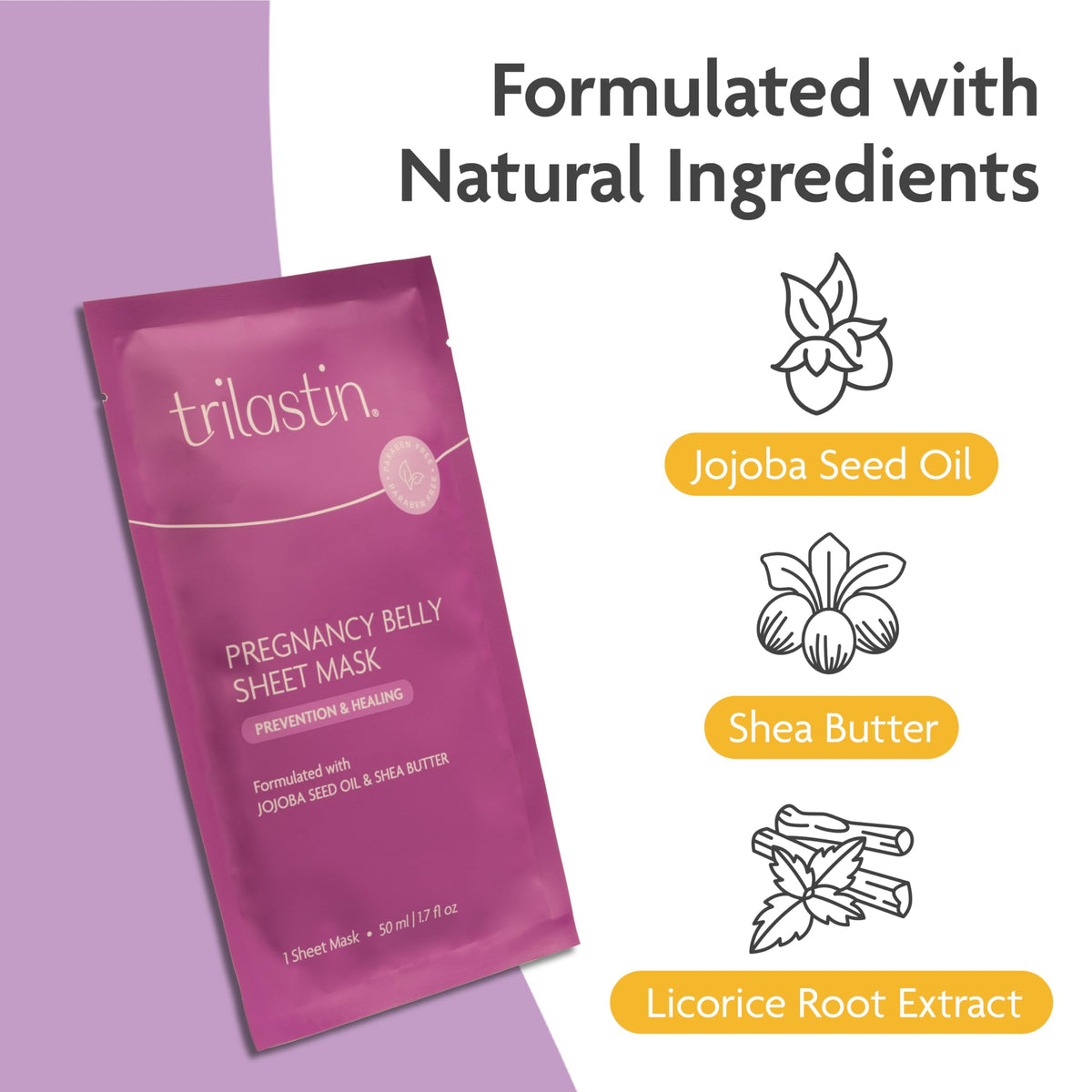 TriLASTIN ingredient bottles with jojoba and shea for moisturizing benefit
