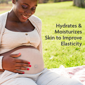TriLASTIN mask applied to belly demonstrating soothing relief benefit