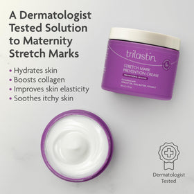 TriLASTIN cream texture close-up demonstrating rich shea butter hydration