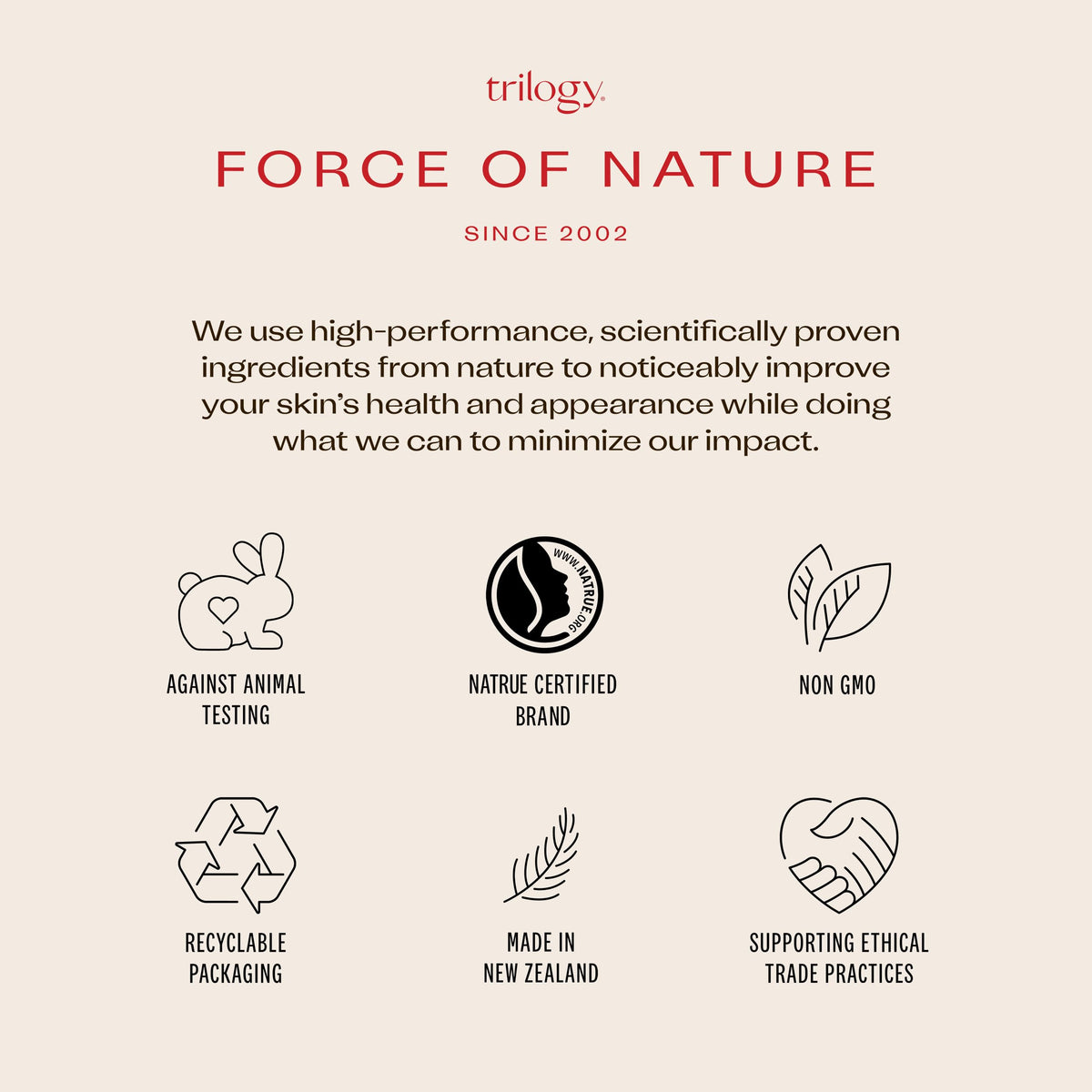 Hand applying Trilogy oil to skin showing quick absorbency benefit