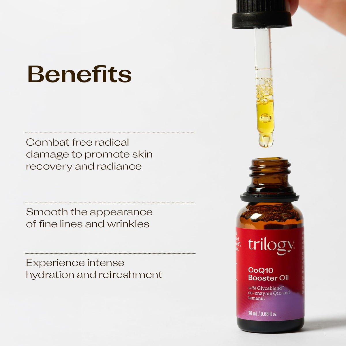 Trilogy golden oil texture pool highlighting smooth absorption benefit