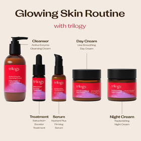 Trilogy jar beside a coin for 2 fl oz scale and travel-friendly benefit