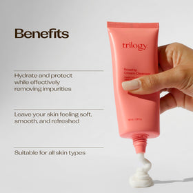 Trilogy cream texture close-up demonstrating rich consistency and hydrating feel