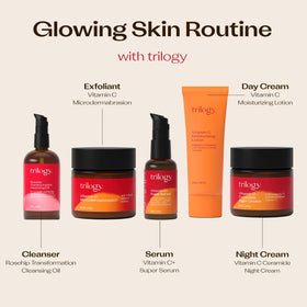 Trilogy serum next to moisturizer showing layering in daily routine