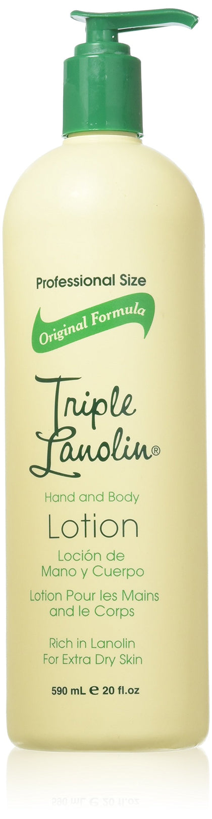 Triple Lanolin front bottle showing packaging and 20 oz size for long-lasting hydration
