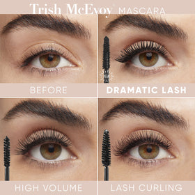 Trish McEvoy mascara applied showing dramatic length and volume benefit