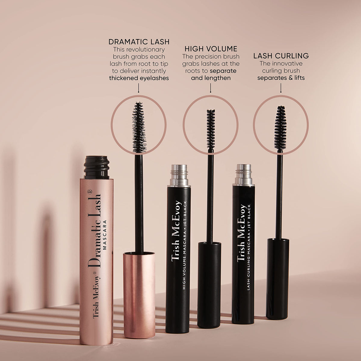 Trish McEvoy mascara next to ruler showing compact size for travel benefit